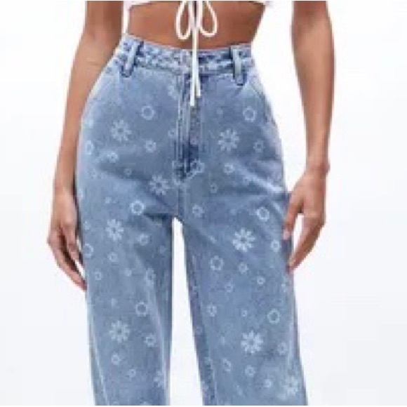 pacsun high waisted floral carpenter jeans size 24 - Picture 5 of 7